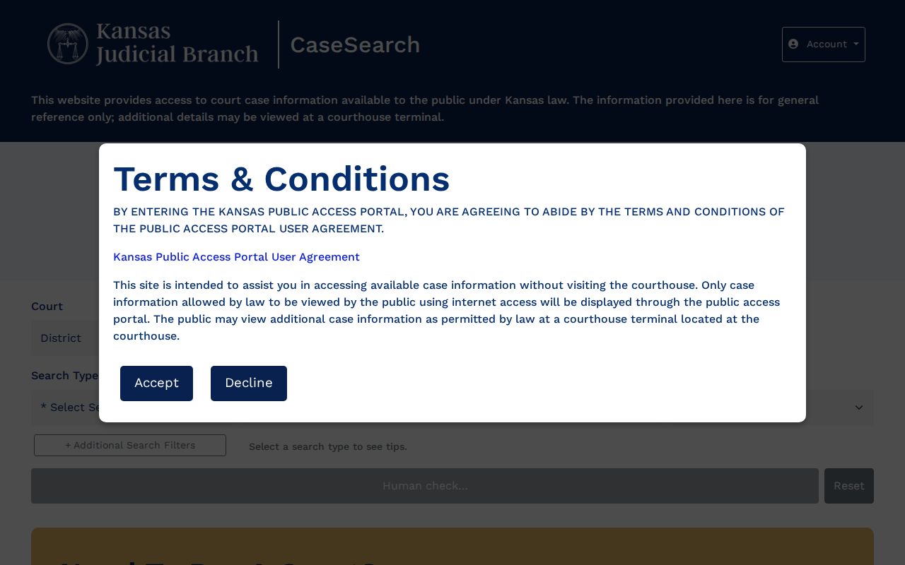 Kansas CaseSearch for Ness County warrant records