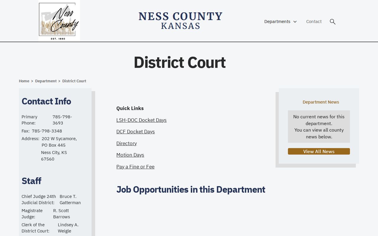 Ness District Court warrant disclosure contact